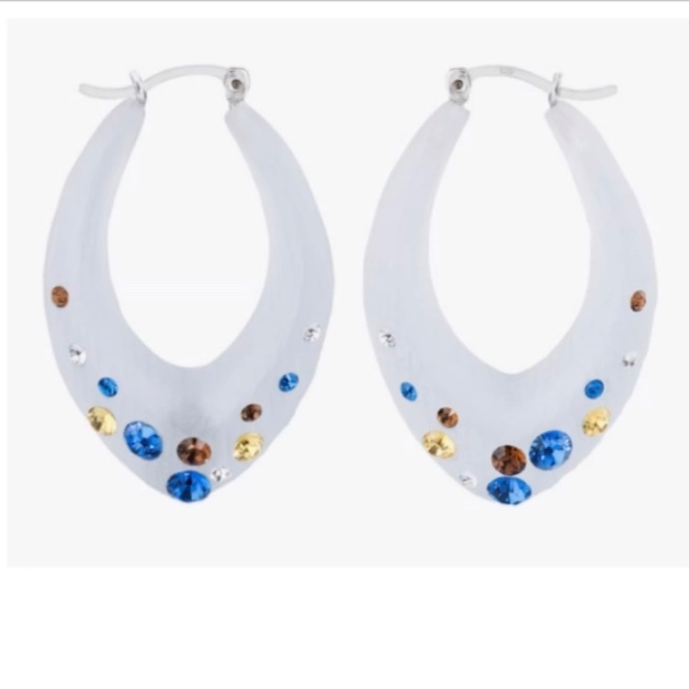 Marquise Drop Hoop Earrings with Colorful Crystals